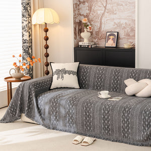 Sofa Cover Blanket Throw with Tassels, Decorative Furniture Protector for Dogs/Pets