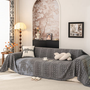 Sofa Cover Blanket Throw with Tassels, Decorative Furniture Protector for Dogs/Pets