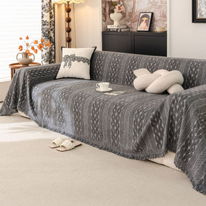 Sofa Cover Blanket Throw with Tassels, Decorative Furniture Protector for Dogs/Pets