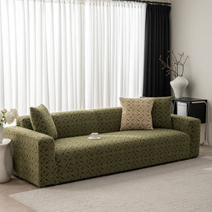 3D Jacquard Geometric Sofa Cover, High Stretch Soft Polar Fleece Slipcover for Couch