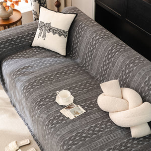 Sofa Cover Blanket Throw with Tassels, Decorative Furniture Protector for Dogs/Pets