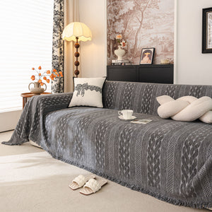 Sofa Cover Blanket Throw with Tassels, Decorative Furniture Protector for Dogs/Pets