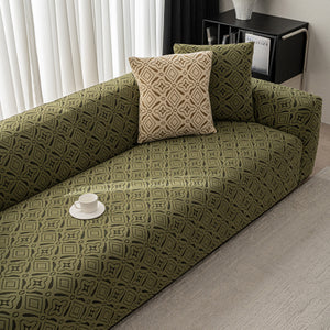 3D Jacquard Geometric Sofa Cover, High Stretch Soft Polar Fleece Slipcover for Couch
