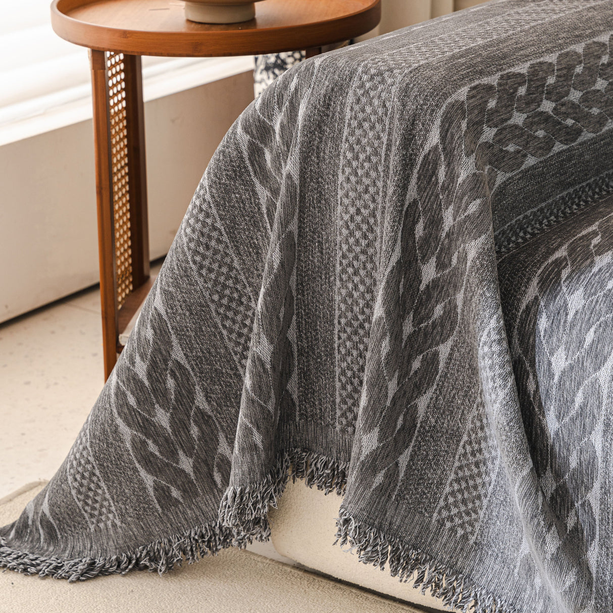 Sofa Cover Blanket Throw with Tassels, Decorative Furniture Protector for Dogs/Pets