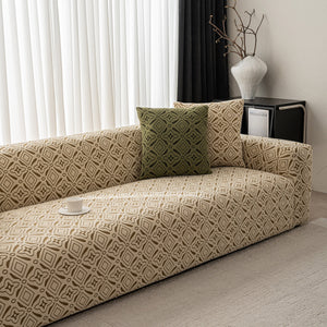 3D Jacquard Geometric Sofa Cover, High Stretch Soft Polar Fleece Slipcover for Couch