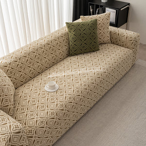 3D Jacquard Geometric Sofa Cover, High Stretch Soft Polar Fleece Slipcover for Couch