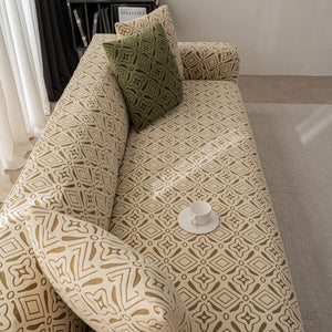 3D Jacquard Geometric Sofa Cover, High Stretch Soft Polar Fleece Slipcover for Couch