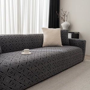 3D Jacquard Geometric Sofa Cover, High Stretch Soft Polar Fleece Slipcover for Couch