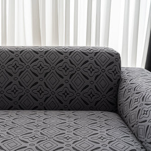 3D Jacquard Geometric Sofa Cover, High Stretch Soft Polar Fleece Slipcover for Couch