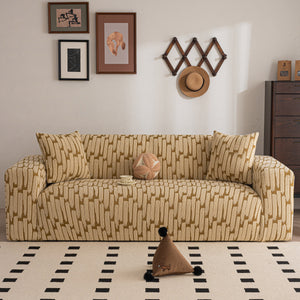 Plush Fleece Stretch Sofa Cover, Super Soft Textured Geometric Couch Slipcover