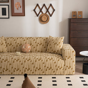 Plush Fleece Stretch Sofa Cover, Super Soft Textured Geometric Couch Slipcover