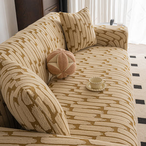 Plush Fleece Stretch Sofa Cover, Super Soft Textured Geometric Couch Slipcover