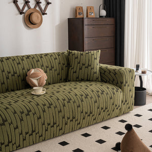 Plush Fleece Stretch Sofa Cover, Super Soft Textured Geometric Couch Slipcover
