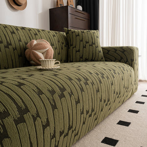 Plush Fleece Stretch Sofa Cover, Super Soft Textured Geometric Couch Slipcover