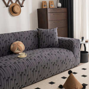 Plush Fleece Stretch Sofa Cover, Super Soft Textured Geometric Couch Slipcover