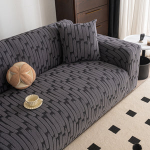 Plush Fleece Stretch Sofa Cover, Super Soft Textured Geometric Couch Slipcover