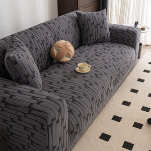 Plush Fleece Stretch Sofa Cover, Super Soft Textured Geometric Couch Slipcover