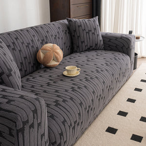 Plush Fleece Stretch Sofa Cover, Super Soft Textured Geometric Couch Slipcover