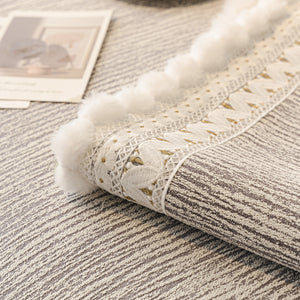 Soft Chenille Sectional Sofa Cover with Pom Pom Trim – Non-Slip Couch Protector