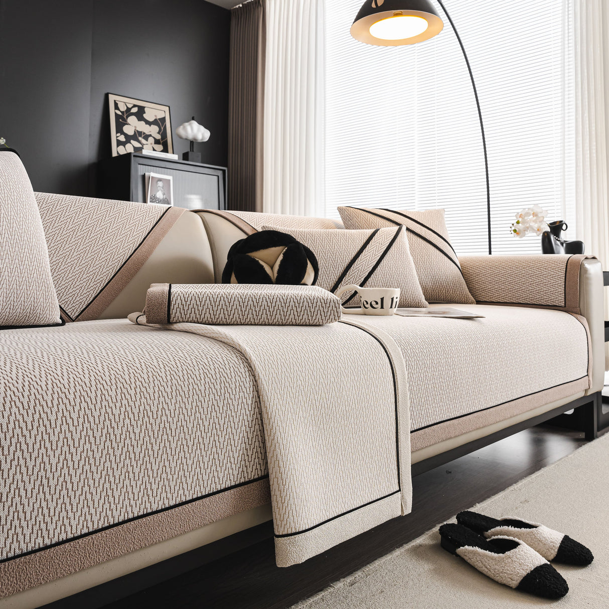 Herringbone Couch Protector for Pets, Non-Slip Washable Sectional Couch Covers