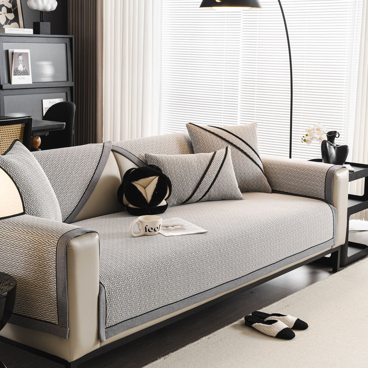 Herringbone Couch Protector for Pets, Non-Slip Washable Sectional Couch Covers