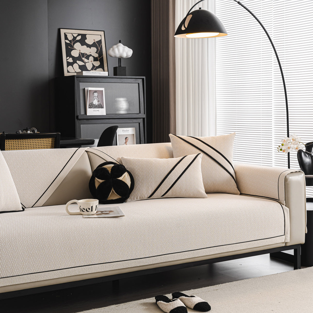 Herringbone Couch Protector for Pets, Non-Slip Washable Sectional Couch Covers