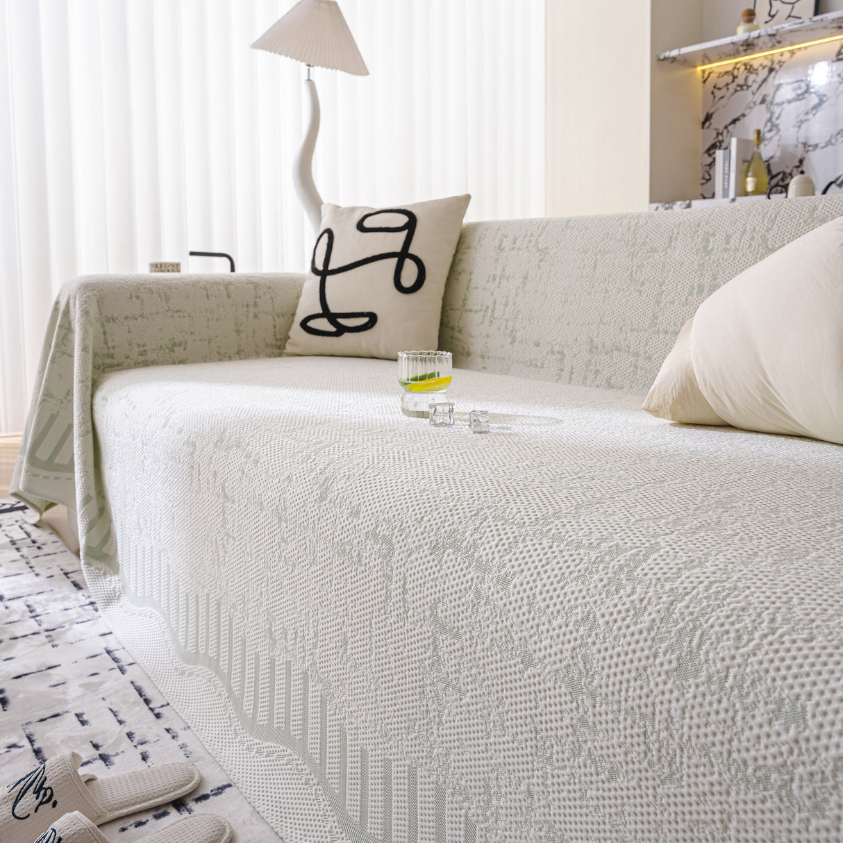 Modern Light Luxury Silky Smooth Couch Throw Protector, Washable Furniture Protector