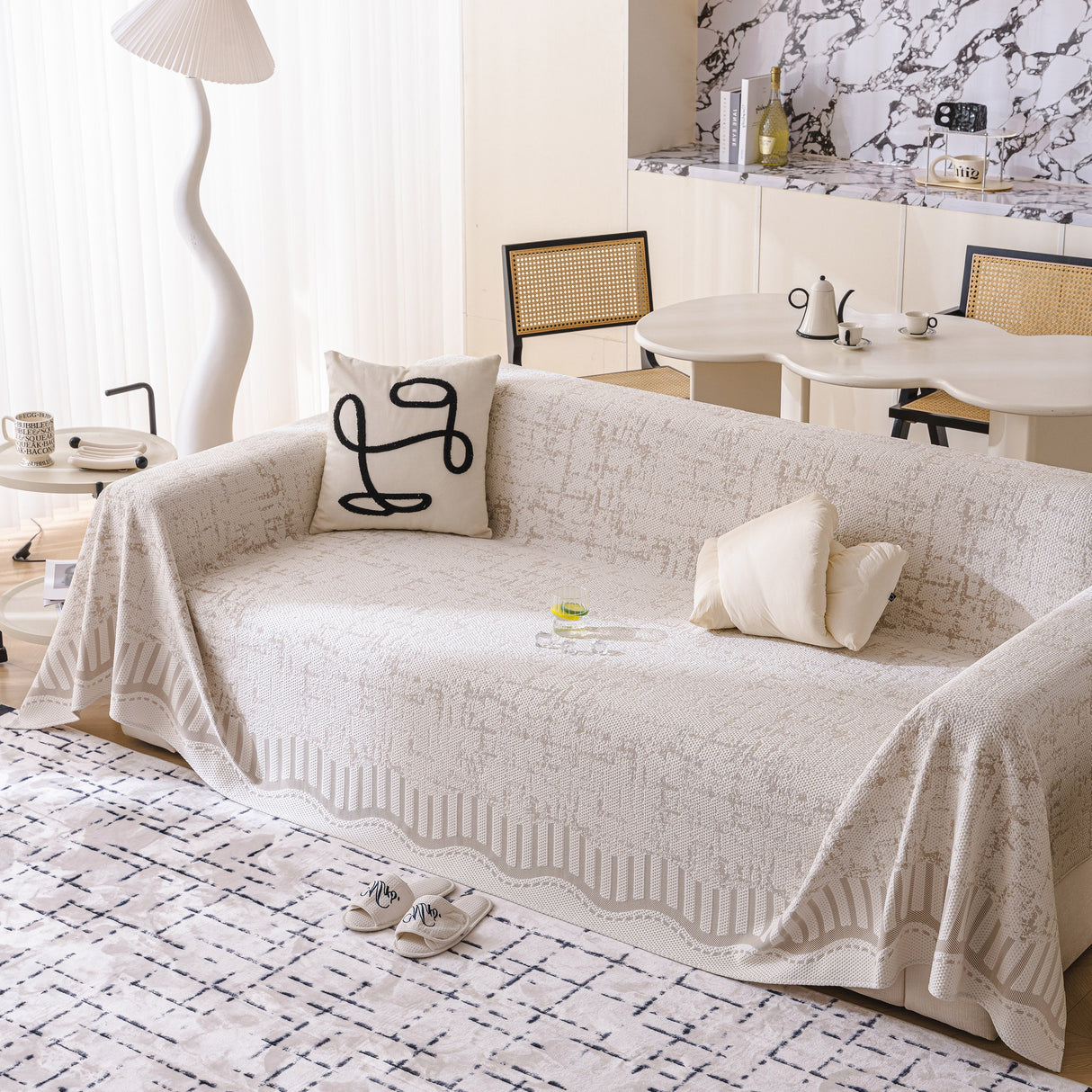 Modern Light Luxury Silky Smooth Couch Throw Protector, Washable Furniture Protector