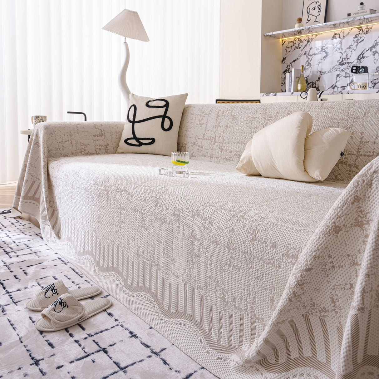 Modern Light Luxury Silky Smooth Couch Throw Protector, Washable Furniture Protector