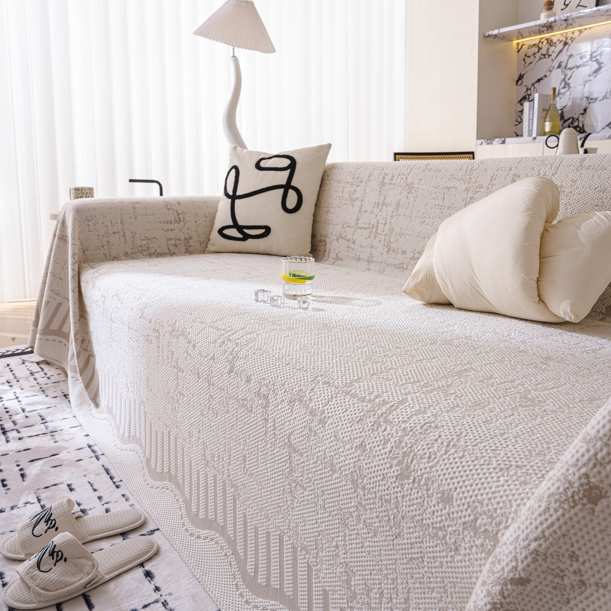 Modern Light Luxury Silky Smooth Couch Throw Protector, Washable Furniture Protector