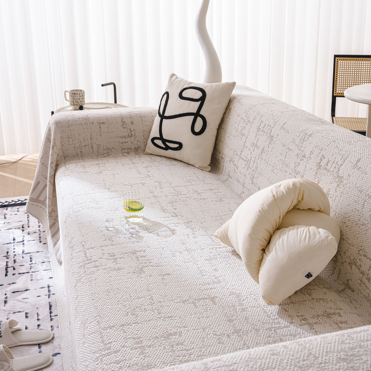 Modern Light Luxury Silky Smooth Couch Throw Protector, Washable Furniture Protector