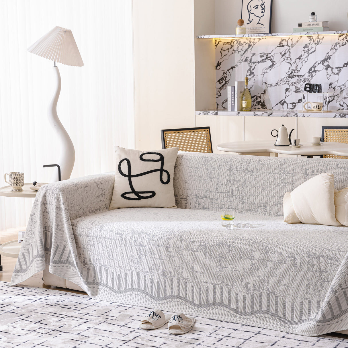 Modern Light Luxury Silky Smooth Couch Throw Protector, Washable Furniture Protector