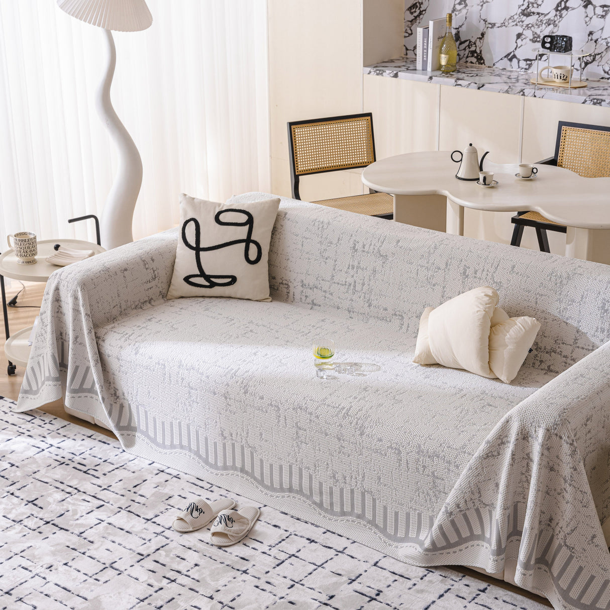 Modern Light Luxury Silky Smooth Couch Throw Protector, Washable Furniture Protector