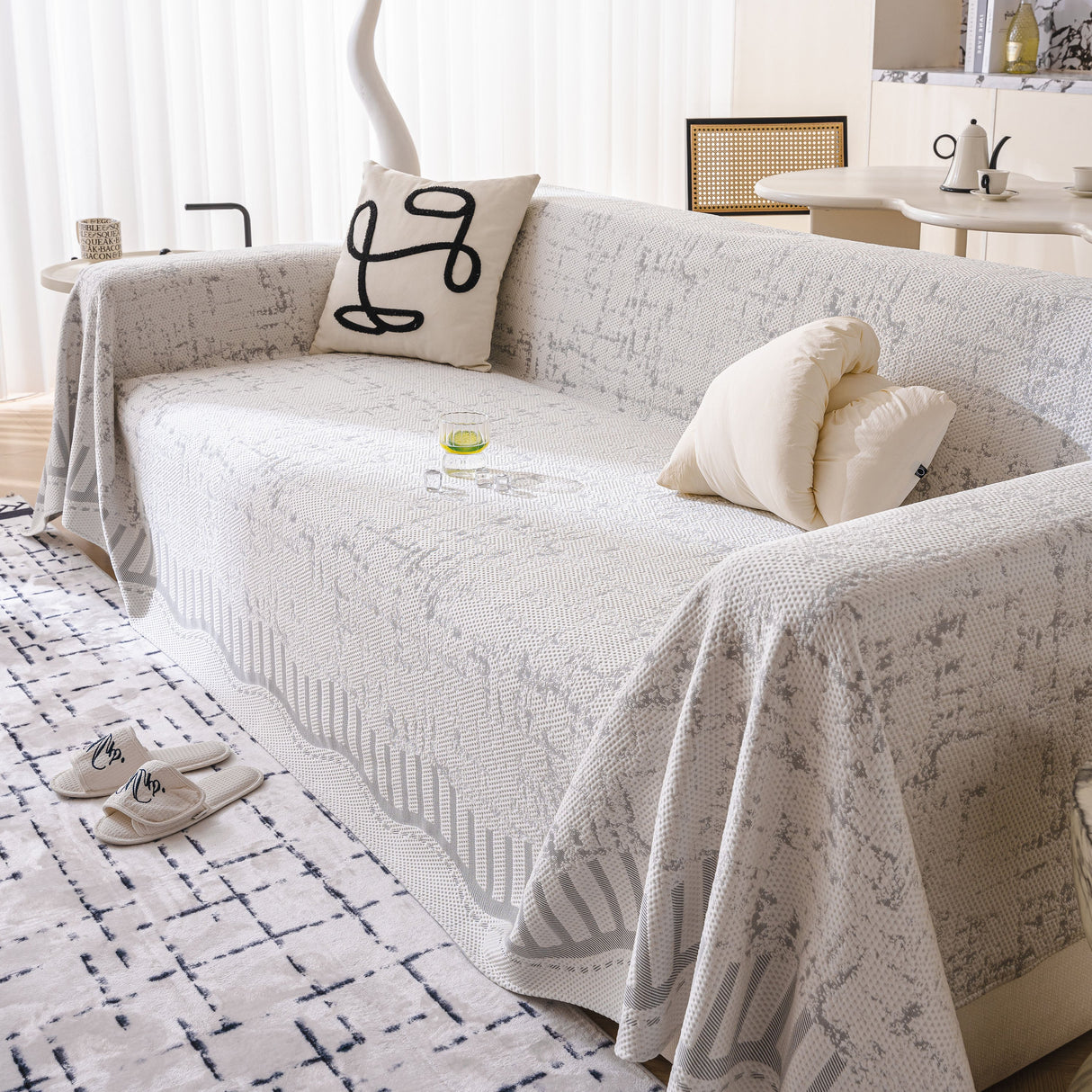 Modern Light Luxury Silky Smooth Couch Throw Protector, Washable Furniture Protector