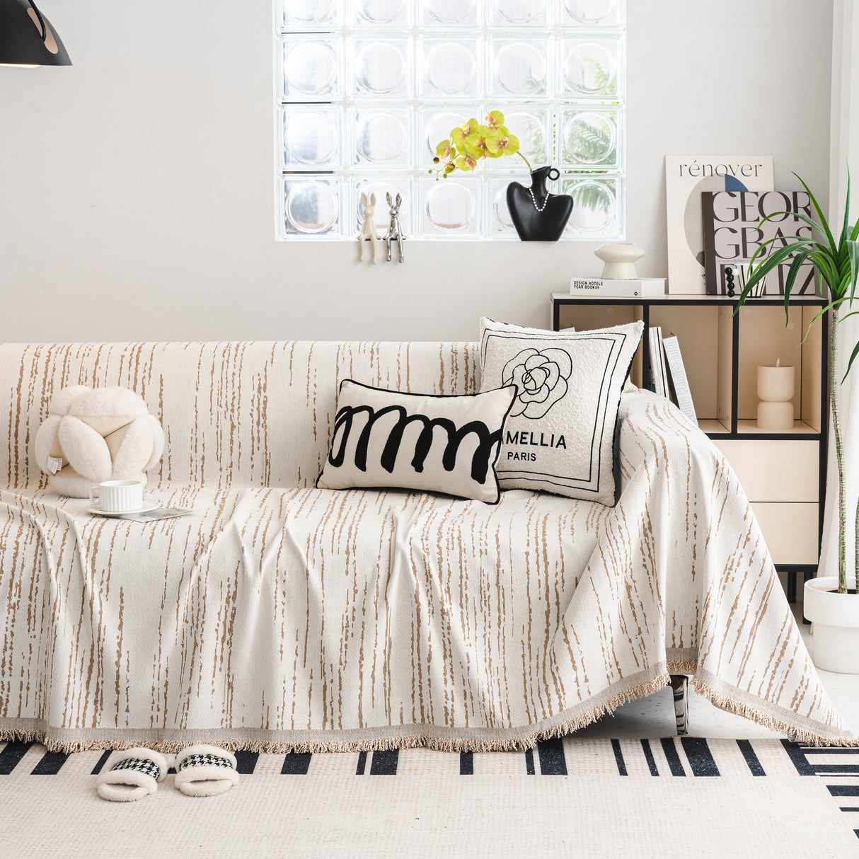 Slip Covers for Sofas, Sofa Throw Cover Soft Chenille Sofa Bed Cover, L Shaped Sectional Couch Covers