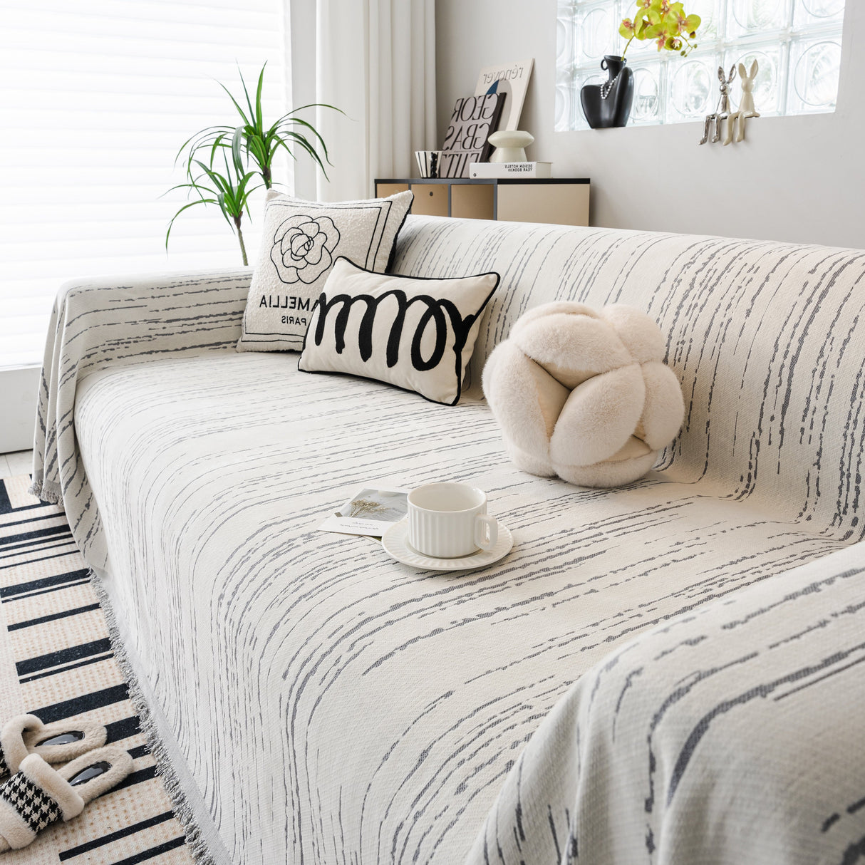 Slip Covers for Sofas, Sofa Throw Cover Soft Chenille Sofa Bed Cover, L Shaped Sectional Couch Covers