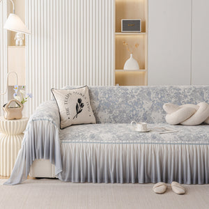 French Chic Style Ruffle Rose Cover Throw for Sofas, Decorative Sectional Covers