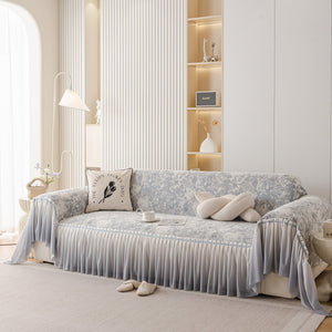 French Chic Style Ruffle Rose Cover Throw for Sofas, Decorative Sectional Covers