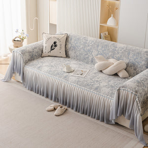 French Chic Style Ruffle Rose Cover Throw for Sofas, Decorative Sectional Covers