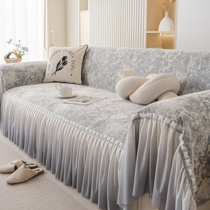 French Chic Style Ruffle Rose Cover Throw for Sofas, Decorative Sectional Covers