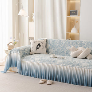 French Chic Style Ruffle Rose Cover Throw for Sofas, Decorative Sectional Covers