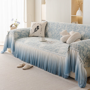 French Chic Style Ruffle Rose Cover Throw for Sofas, Decorative Sectional Covers