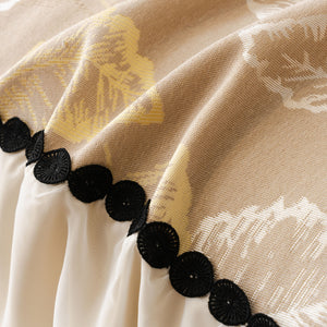 Leaf Jacquard Sofa Cover with Ruffle Skirt – Non-Slip Couch Protector with Sheer Hem
