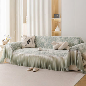 French Chic Style Ruffle Rose Cover Throw for Sofas, Decorative Sectional Covers