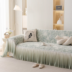 French Chic Style Ruffle Rose Cover Throw for Sofas, Decorative Sectional Covers