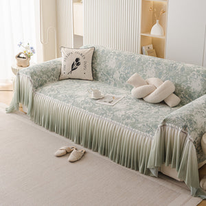 French Chic Style Ruffle Rose Cover Throw for Sofas, Decorative Sectional Covers