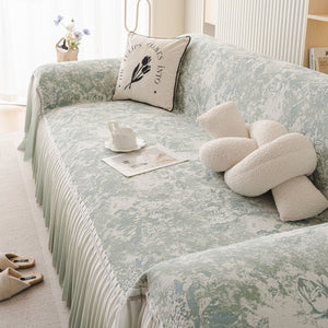 French Chic Style Ruffle Rose Cover Throw for Sofas, Decorative Sectional Covers