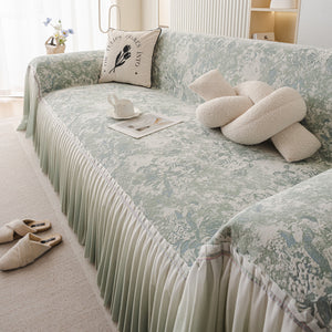 French Chic Style Ruffle Rose Cover Throw for Sofas, Decorative Sectional Covers