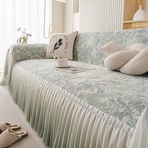 French Chic Style Ruffle Rose Cover Throw for Sofas, Decorative Sectional Covers