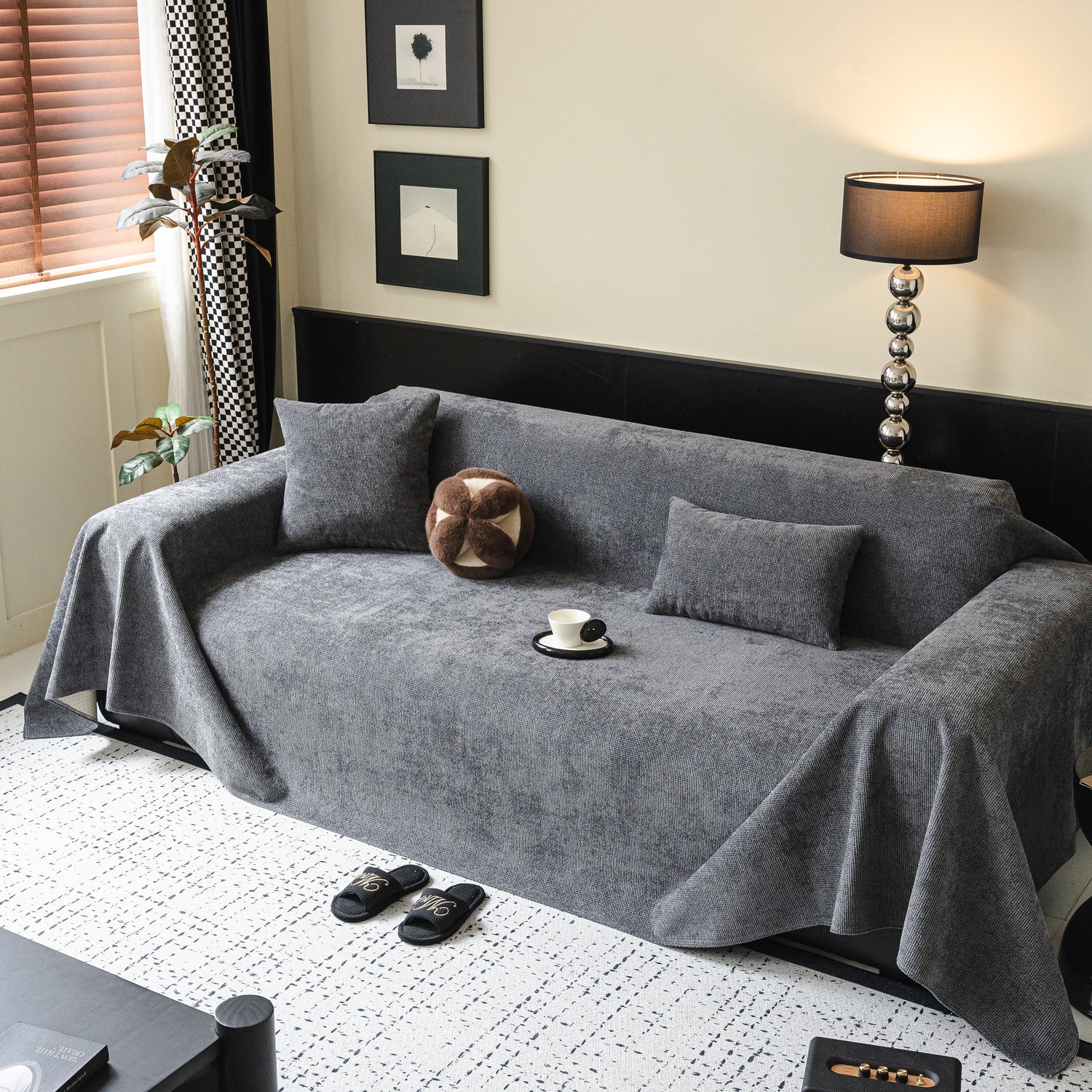Waterproof Couch Throw Cover for Dogs, Non Slip Slipcover for Leather Fabric Sofa